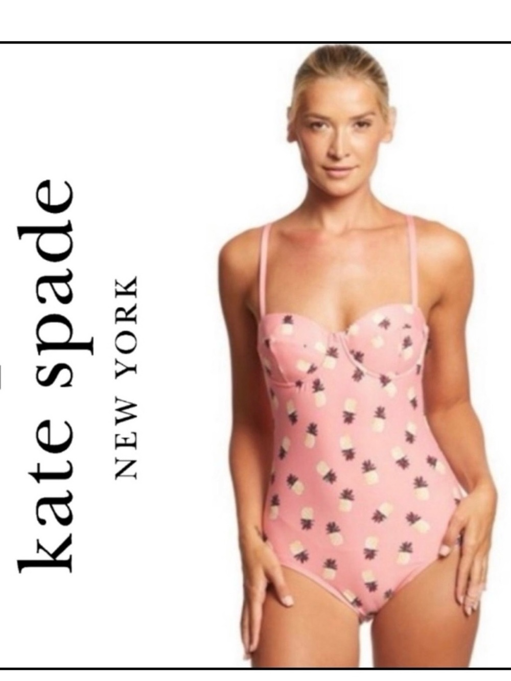Kate Spade Laniakea Beach Pineapple Underwire One-Piece Swimsuit.